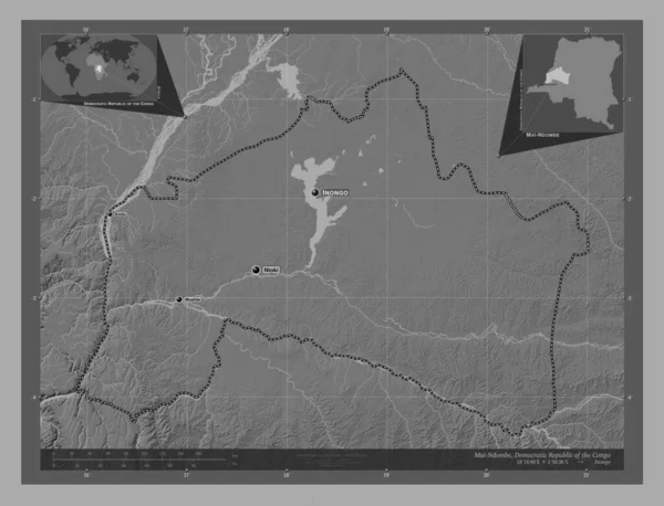 Mai Ndombe Província República Democrática Congo Bilevel Mapa Elevação Com — Fotografia de Stock