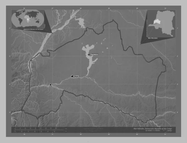 Май Ндомбе Провинция Демократической Республики Конго Карта Высот Оттенках Серого — стоковое фото