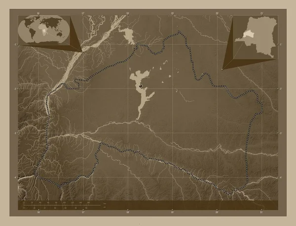 Mai Ndombe Prowincja Demokratycznej Republiki Konga Mapa Elewacji Kolorowe Sepia — Zdjęcie stockowe