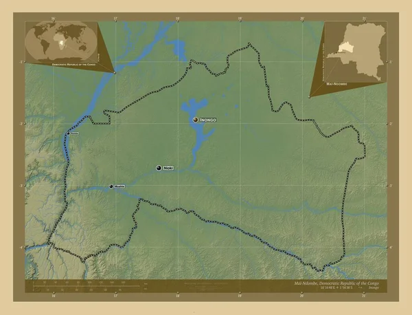Mai Ndombe Província República Democrática Congo Mapa Elevação Colorido Com — Fotografia de Stock