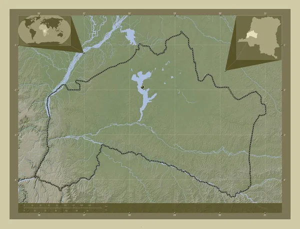 Mai Ndombe Demokratik Kongo Cumhuriyeti Eyaleti Yükseklik Haritası Göller Nehirlerle — Stok fotoğraf