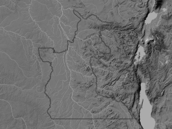 コンゴ民主共和国のマニエマ州 湖や川と二階の標高マップ — ストック写真