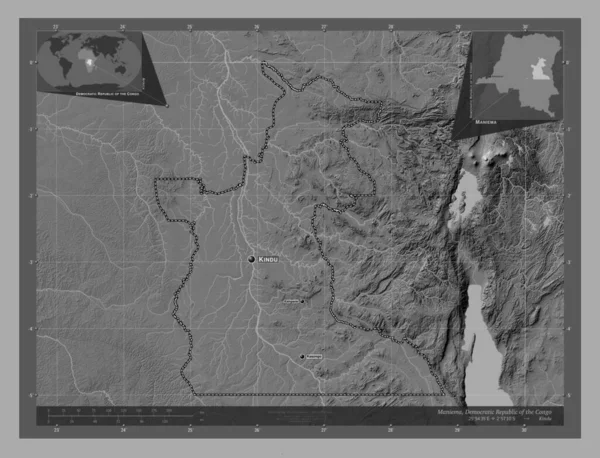 Maniema Province République Démocratique Congo Carte Altitude Bilevel Avec Lacs — Photo