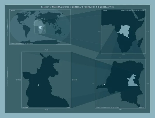 Манієма Провінція Демократична Республіка Конго Діаграма Показує Розташування Регіону Мапах — стокове фото