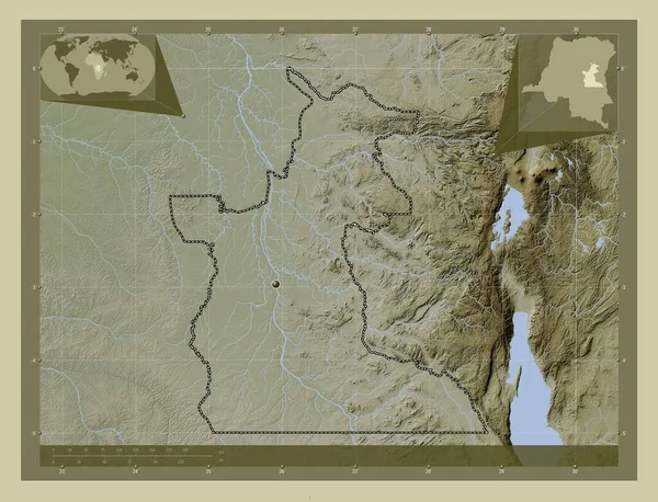 Maniema Prowincja Demokratycznej Republiki Konga Mapa Wzniesień Kolorowa Stylu Wiki — Zdjęcie stockowe