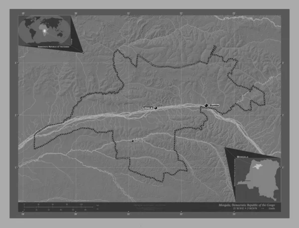 Mongala Province Democratic Republic Congo Bilevel Elevation Map Lakes Rivers — Stock Photo, Image