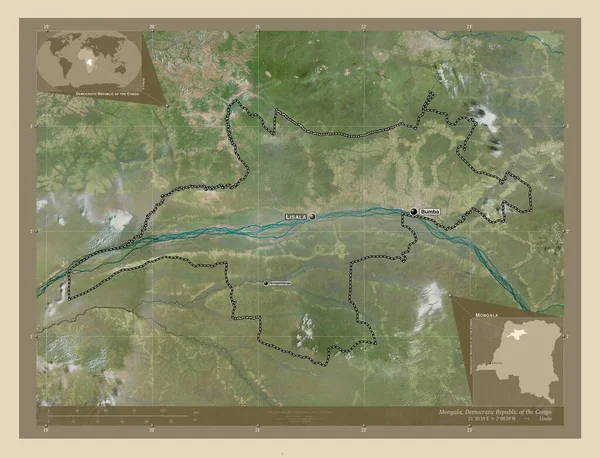 Mongala Província República Democrática Congo Mapa Satélite Alta Resolução Locais — Fotografia de Stock