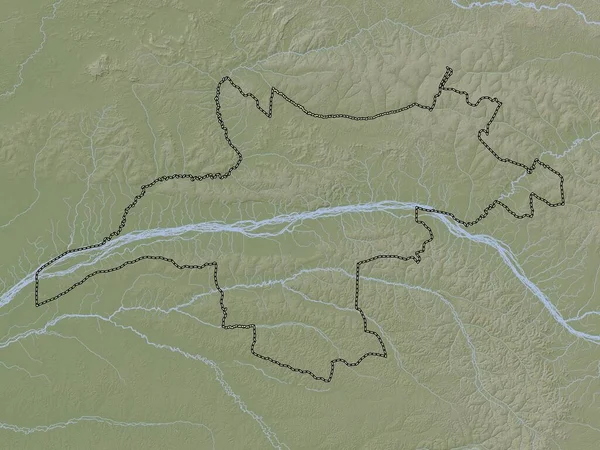 蒙加拉省 带有湖泊和河流的Wiki风格的高程图 — 图库照片