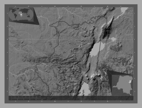 Nord Kivu Provincie Democratische Republiek Congo Hoogteplattegrond Met Meren Rivieren — Stockfoto
