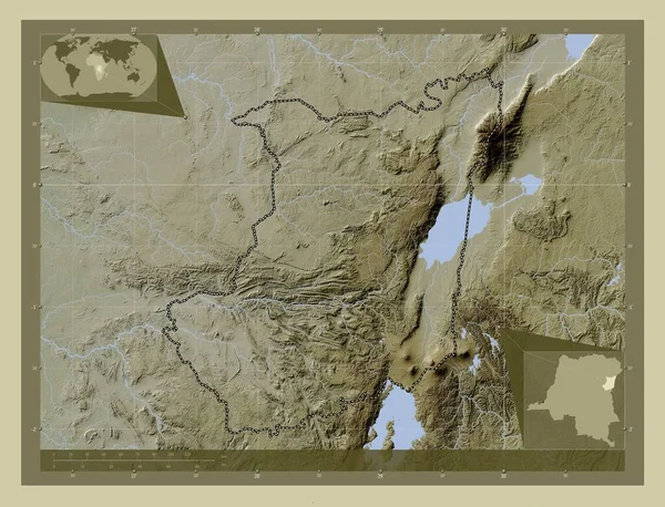 Nord Kivu Province Democratic Republic Congo Elevation Map Colored Wiki — Stock Photo, Image