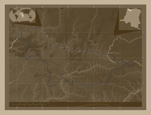 Nord Ubangi Province Democratic Republic Congo Elevation Map Colored Sepia — Stock Photo, Image