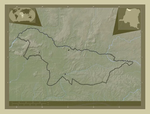 Nord Ubangi Prowincja Demokratycznej Republiki Konga Mapa Wzniesień Kolorowa Stylu — Zdjęcie stockowe