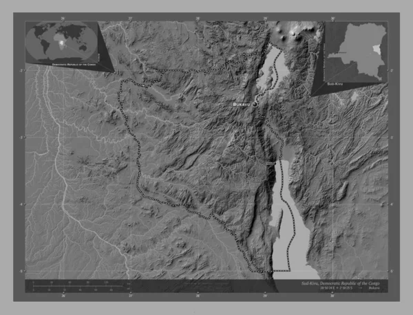 Sud Kivu Provincie Democratische Republiek Congo Hoogteplattegrond Met Meren Rivieren — Stockfoto