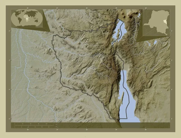 Sud Kivu Kongói Demokratikus Köztársaság Tartomány Magassági Térkép Színes Wiki — Stock Fotó