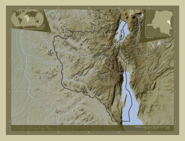 Sud Kivu Province Democratic Republic Congo Elevation Map Colored Wiki — Stock Photo, Image