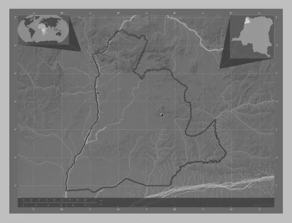 Sud Ubangi Provinsen Demokratiska Republiken Kongo Grayscale Höjdkarta Med Sjöar — Stockfoto