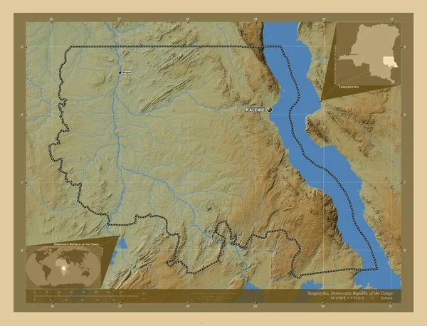 Танганьїка Провінція Демократична Республіка Конго Кольорові Карти Висот Озерами Річками — стокове фото