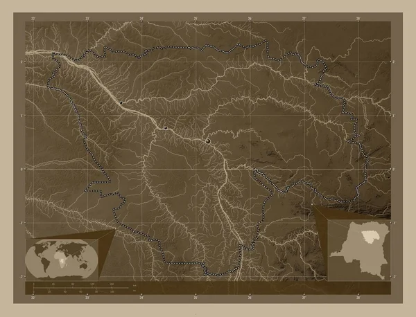 Tshopo Province Democratic Republic Congo Elevation Map Colored Sepia Tones — Stock Photo, Image