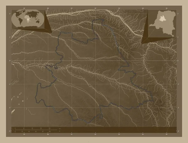 Tshuapa Provincia República Democrática Del Congo Mapa Elevación Coloreado Tonos —  Fotos de Stock