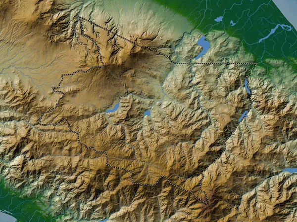 Cartago Provincia Costa Rica Mapa Elevación Colores Con Lagos Ríos — Foto de Stock