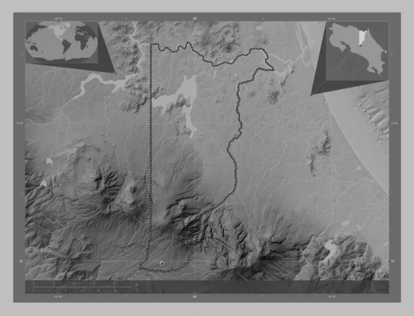 Эредиа Провинция Коста Рика Карта Высот Оттенках Серого Озерами Реками — стоковое фото