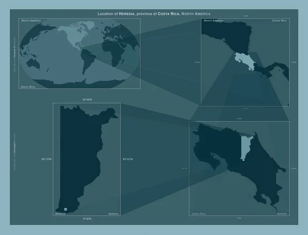 Heredia Provincia Costa Rica Diagrama Que Muestra Ubicación Región Mapas —  Fotos de Stock
