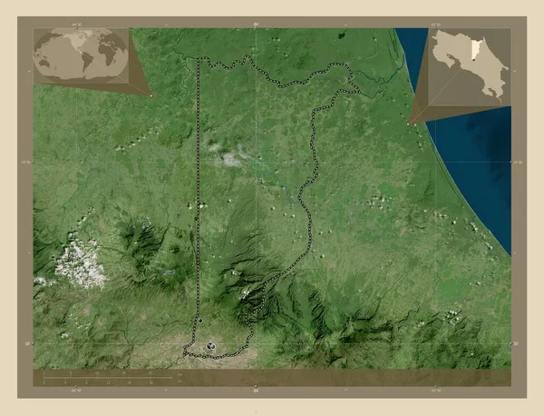 Heredia Provinz Costa Rica Hochauflösende Satellitenkarte Standorte Der Wichtigsten Städte — Stockfoto