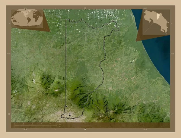 Heredia Provincia Costa Rica Mapa Satelital Baja Resolución Ubicaciones Las — Foto de Stock