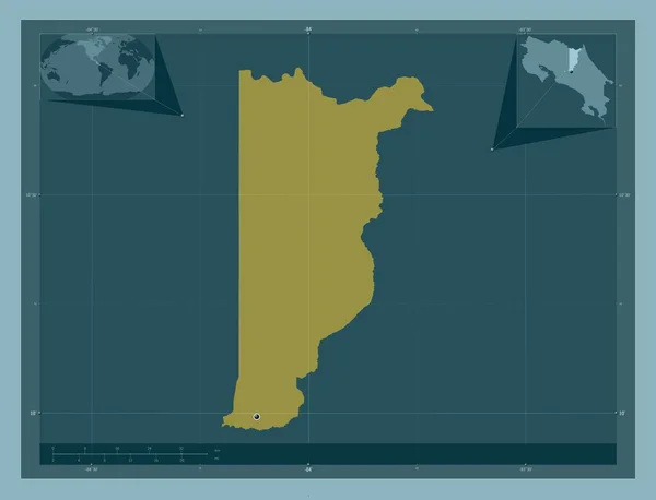 Heredia Província Costa Rica Forma Cor Sólida Mapa Localização Auxiliar — Fotografia de Stock