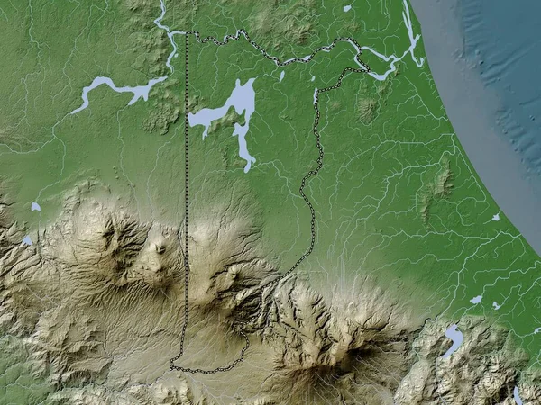 Эредиа Провинция Коста Рика Карта Высот Окрашенная Вики Стиле Озерами — стоковое фото