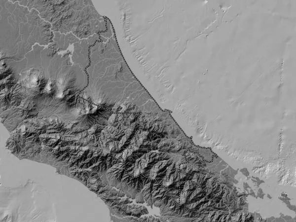 Limón Provincia Costa Rica Mapa Elevación Bilevel Con Lagos Ríos — Foto de Stock