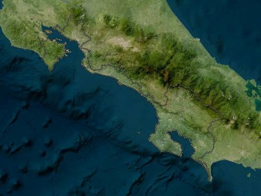 Puntarenas, Kosta Rika vilayeti. Düşük çözünürlüklü uydu haritası