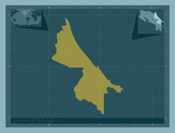 Лимон Провинция Коста Рика Твердая Форма Цвета Вспомогательные Карты Расположения — стоковое фото