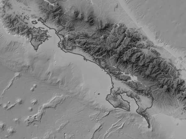 Puntarenas Provincia Costa Rica Mapa Elevación Escala Grises Con Lagos — Foto de Stock