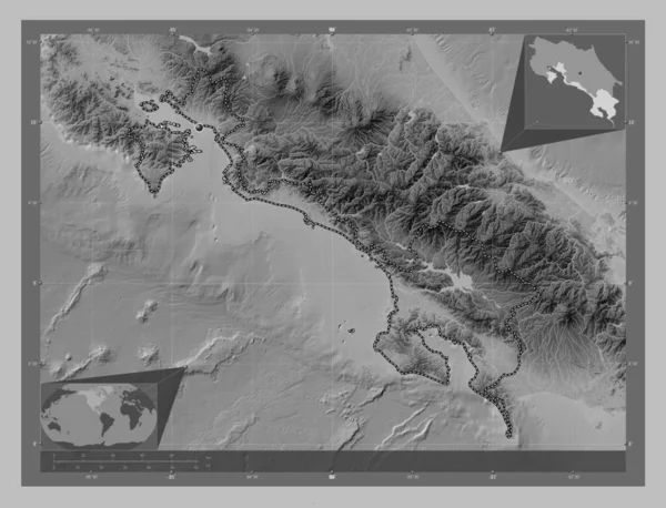 Puntarenas Provincia Costa Rica Mapa Elevación Escala Grises Con Lagos — Foto de Stock