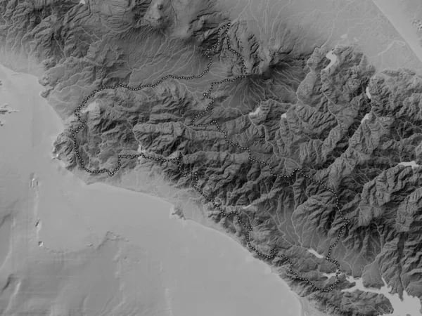 San Jose Prowincja Kostaryki Mapa Wzniesień Skali Szarości Jeziorami Rzekami — Zdjęcie stockowe