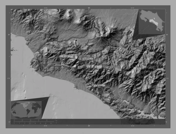 San Jose Provincie Costa Rica Hoogteplattegrond Met Meren Rivieren Hulplocatiekaarten — Stockfoto
