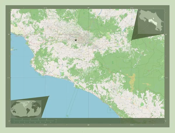 Сан Хосе Провинция Коста Рика Карта Улиц Вспомогательные Карты Расположения — стоковое фото