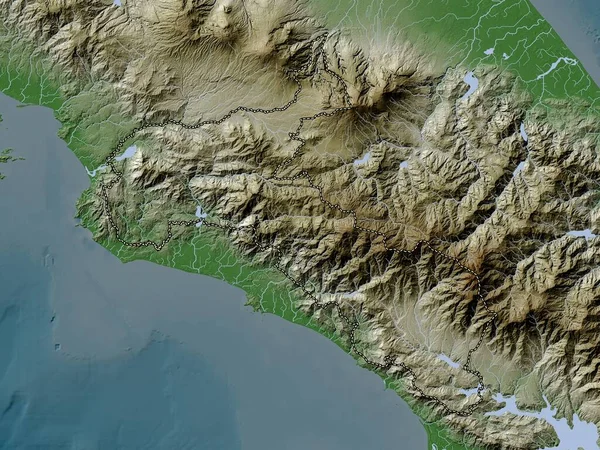 San Jose Prowincja Kostaryki Mapa Wzniesień Kolorowa Stylu Wiki Jeziorami — Zdjęcie stockowe