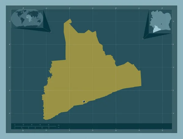 Bas Sassandra Distrito Costa Marfim Forma Cor Sólida Mapa Localização — Fotografia de Stock