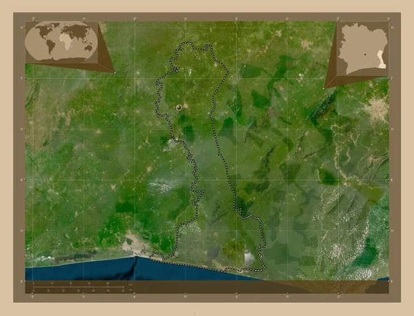 Comoe Distretto Della Costa Avorio Mappa Satellitare Bassa Risoluzione Mappa — Foto Stock