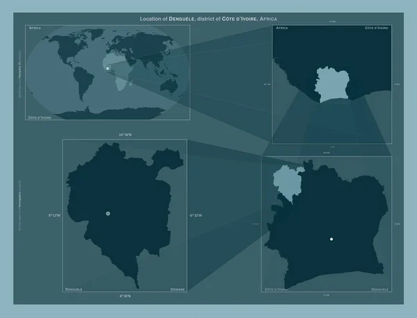 Денгеле Район Кот Івуар Діаграма Показує Розташування Регіону Мапах Великого — стокове фото