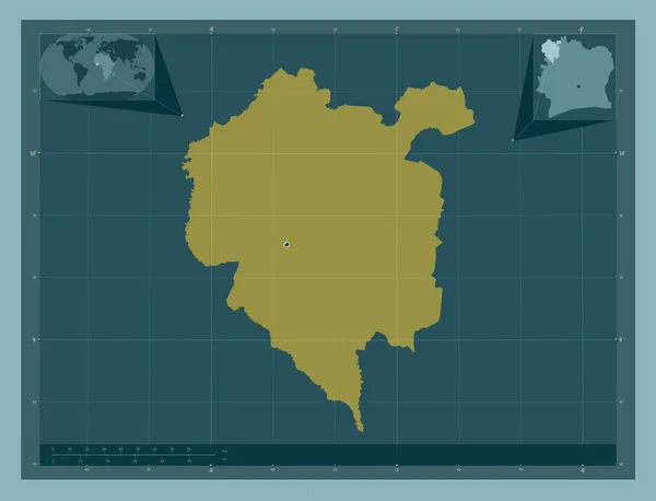 Denguele Distriktet Elfenbenskusten Fast Färgform Platser För Större Städer Regionen — Stockfoto