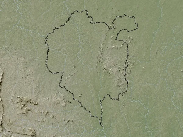 Denguele Elefántcsontparti Körzet Magassági Térkép Színes Wiki Stílusban Tavak Folyók — Stock Fotó