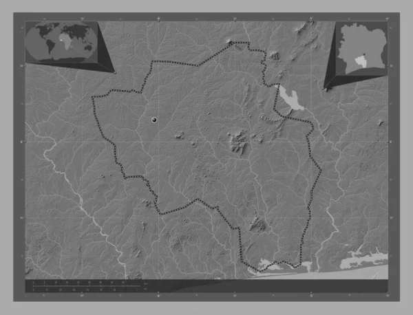 Goh Djiboua Distrito Costa Marfil Mapa Elevación Bilevel Con Lagos — Foto de Stock