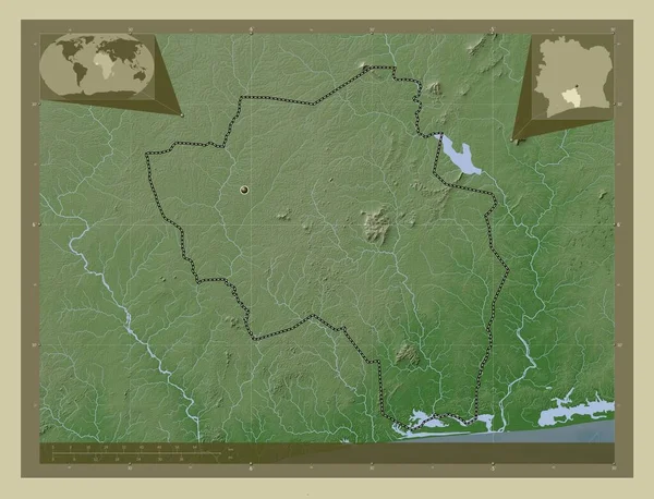 Goh Djibua Περιφέρεια Cote Ivoire Υψόμετρο Χάρτη Χρωματισμένο Στυλ Wiki — Φωτογραφία Αρχείου