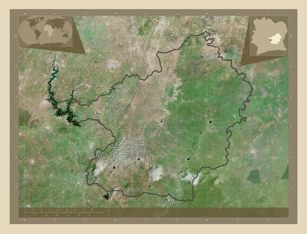 Lacs Περιφέρεια Της Ακτής Ελεφαντοστού Υψηλής Ανάλυσης Δορυφορικός Χάρτης Τοποθεσίες — Φωτογραφία Αρχείου
