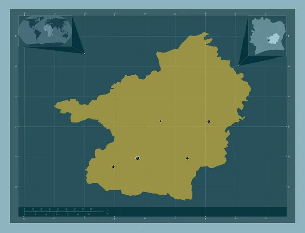 코트디부아르 지역입니다 색깔의 지역의 도시들의 Corner Auxiliary Location — 스톡 사진