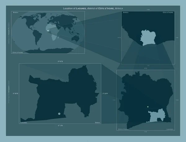 Lagunes Distrito Costa Marfil Diagrama Que Muestra Ubicación Región Mapas —  Fotos de Stock