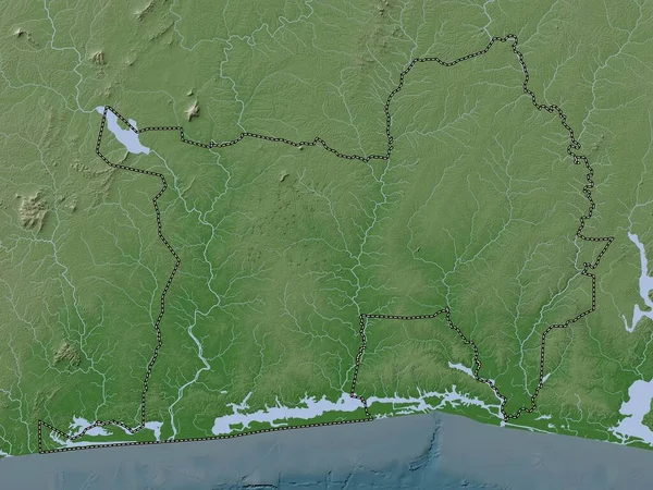 Lagunes Distrito Costa Marfil Mapa Elevación Coloreado Estilo Wiki Con — Foto de Stock